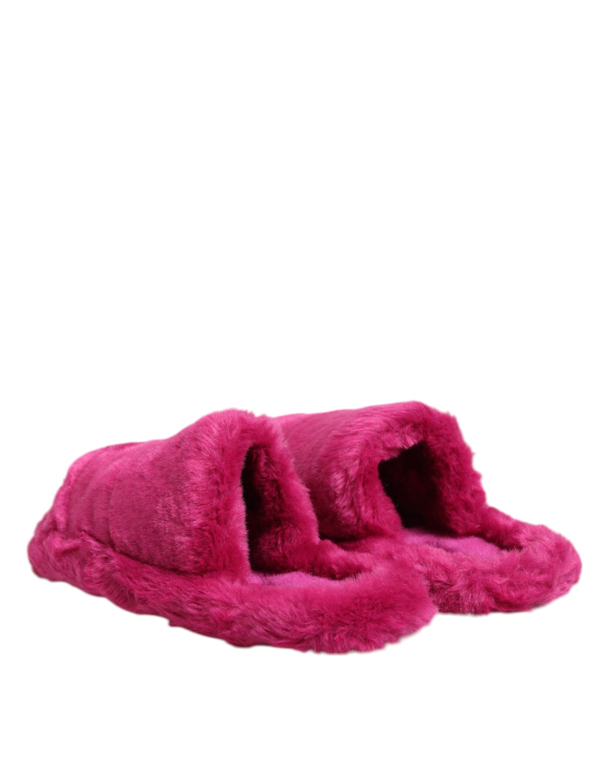 Pink Acrylic Faux Fur Mens Flats Sandals Shoes