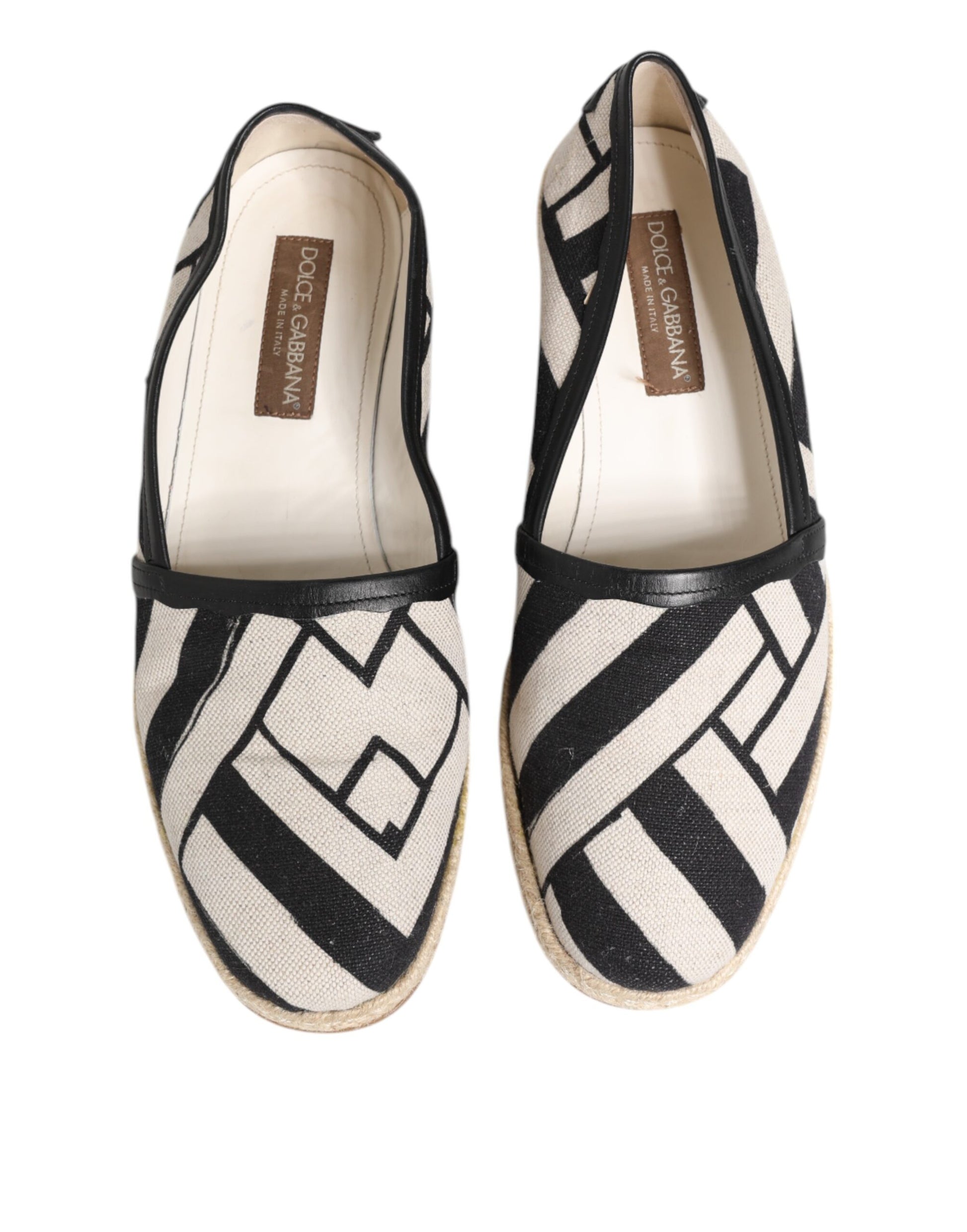 Black White Stripes Flat Espadrille Shoes