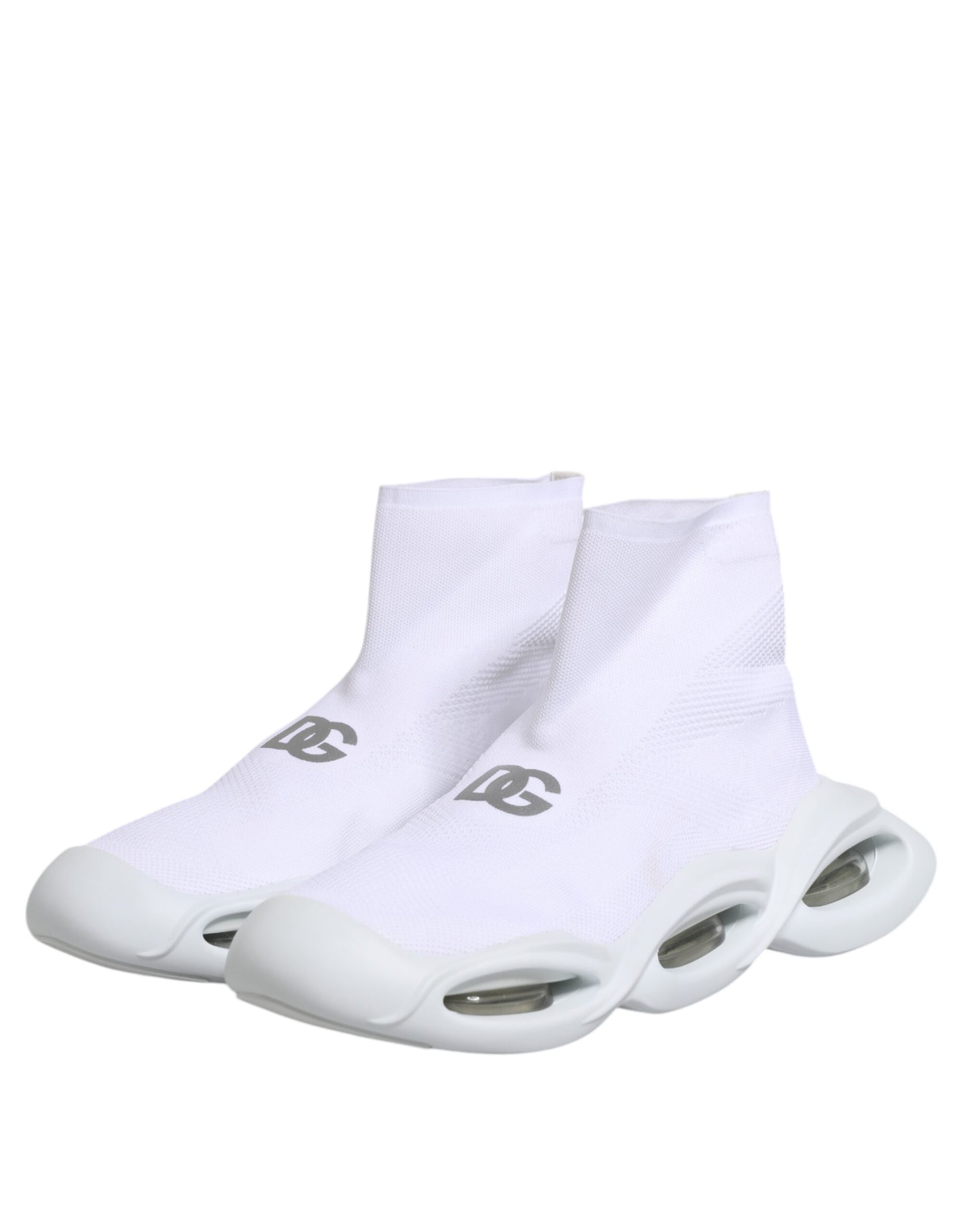 White Silver Slip On Wave Socks Sneakers Shoes