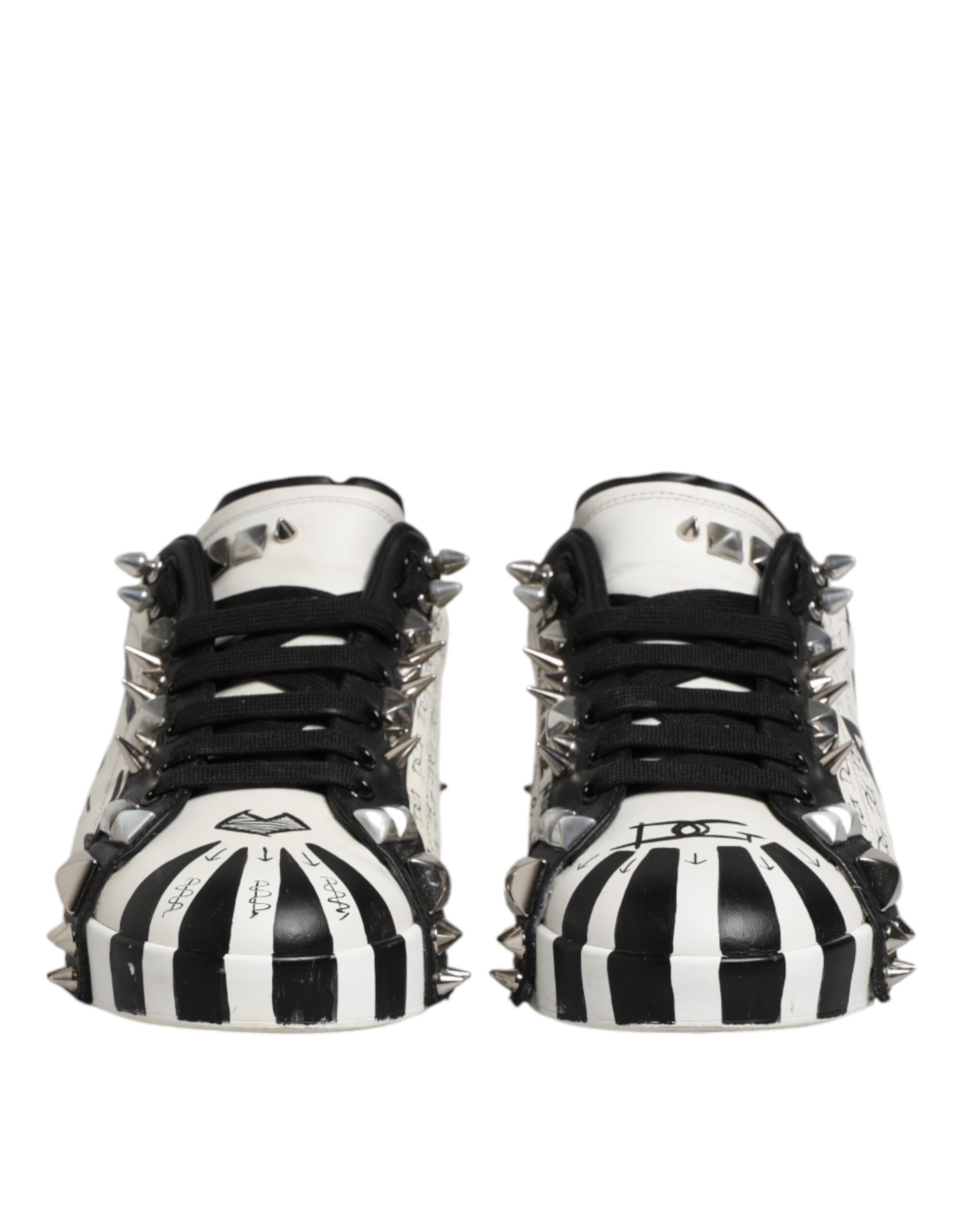 Black White Studded Low Top Sneakers Shoes