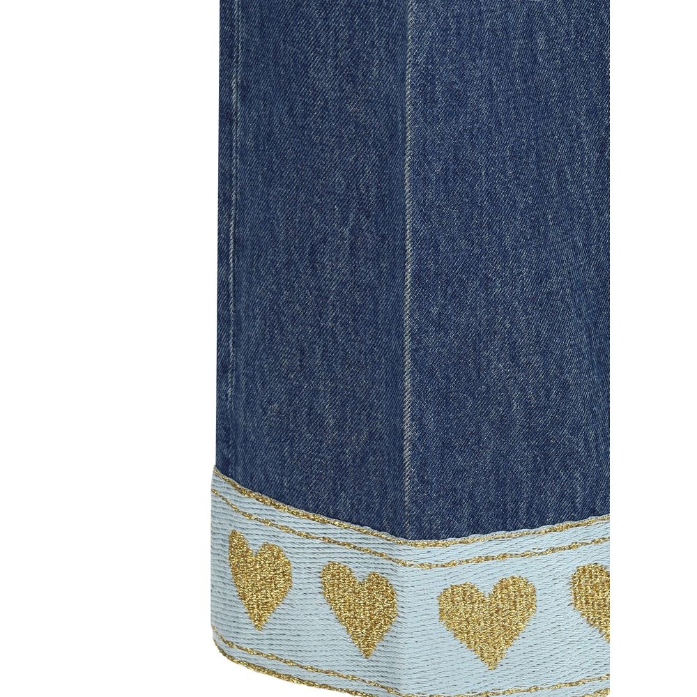 Blue Cotton Straight-Leg Jeans