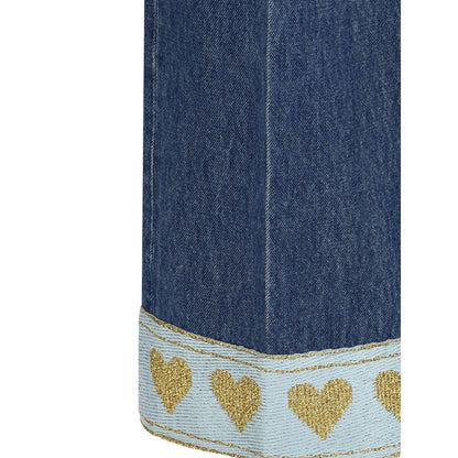 Blue Cotton Straight-Leg Jeans