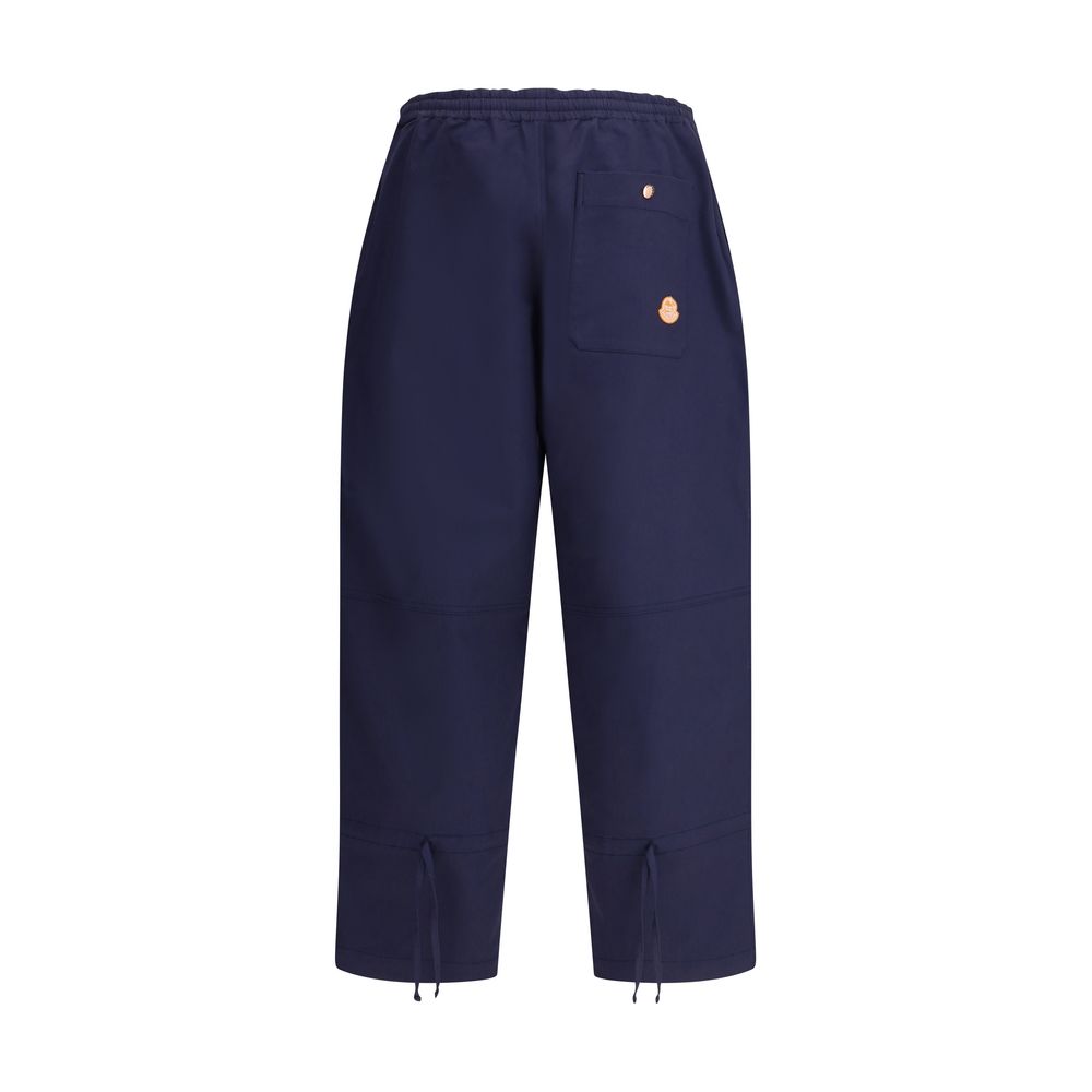 Blue Cotton Casual Pants