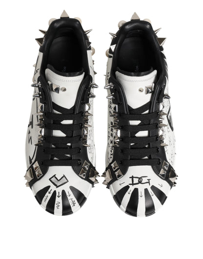 Black White Studded Low Top Sneakers Shoes