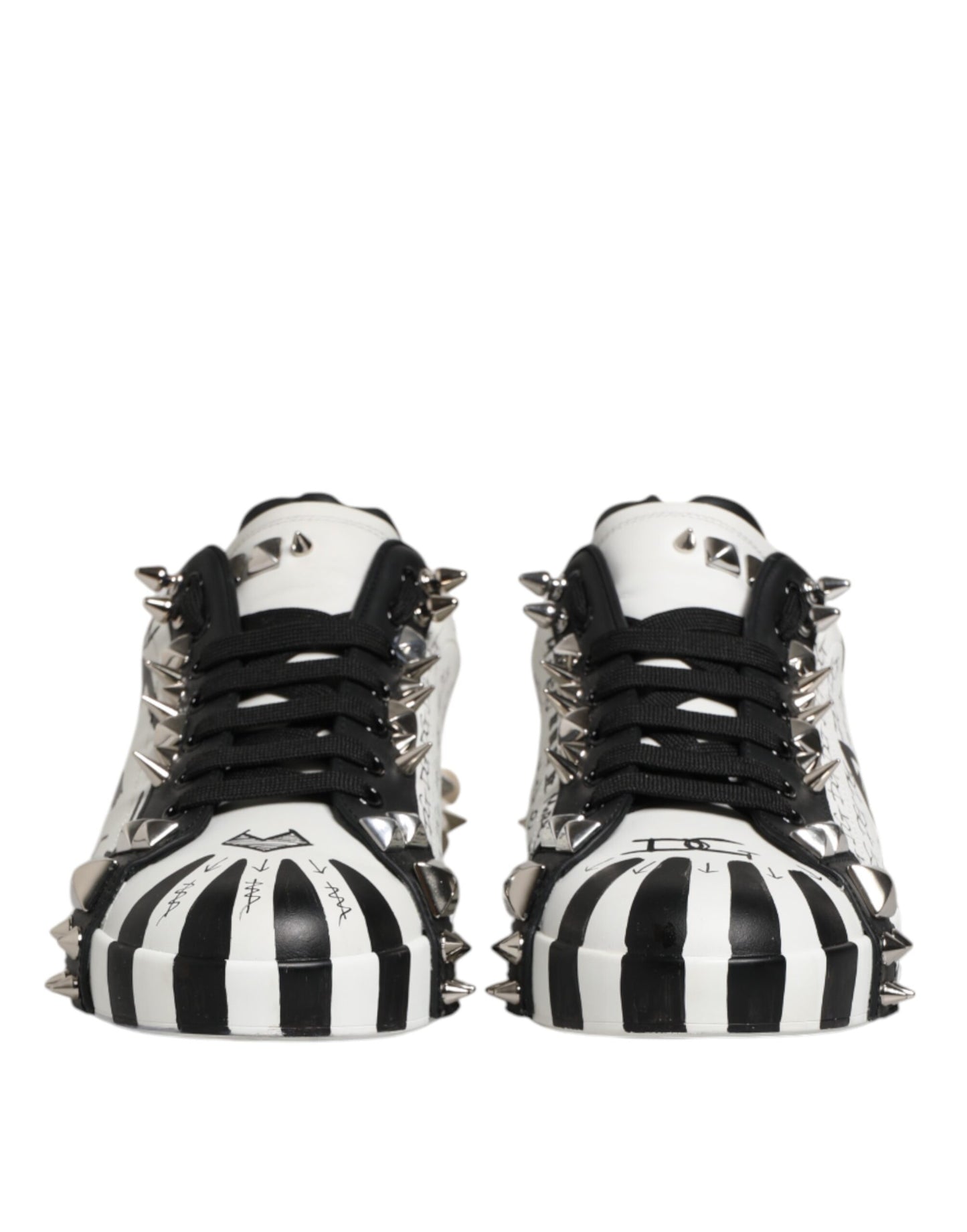 Black White Studded Low Top Sneakers Shoes