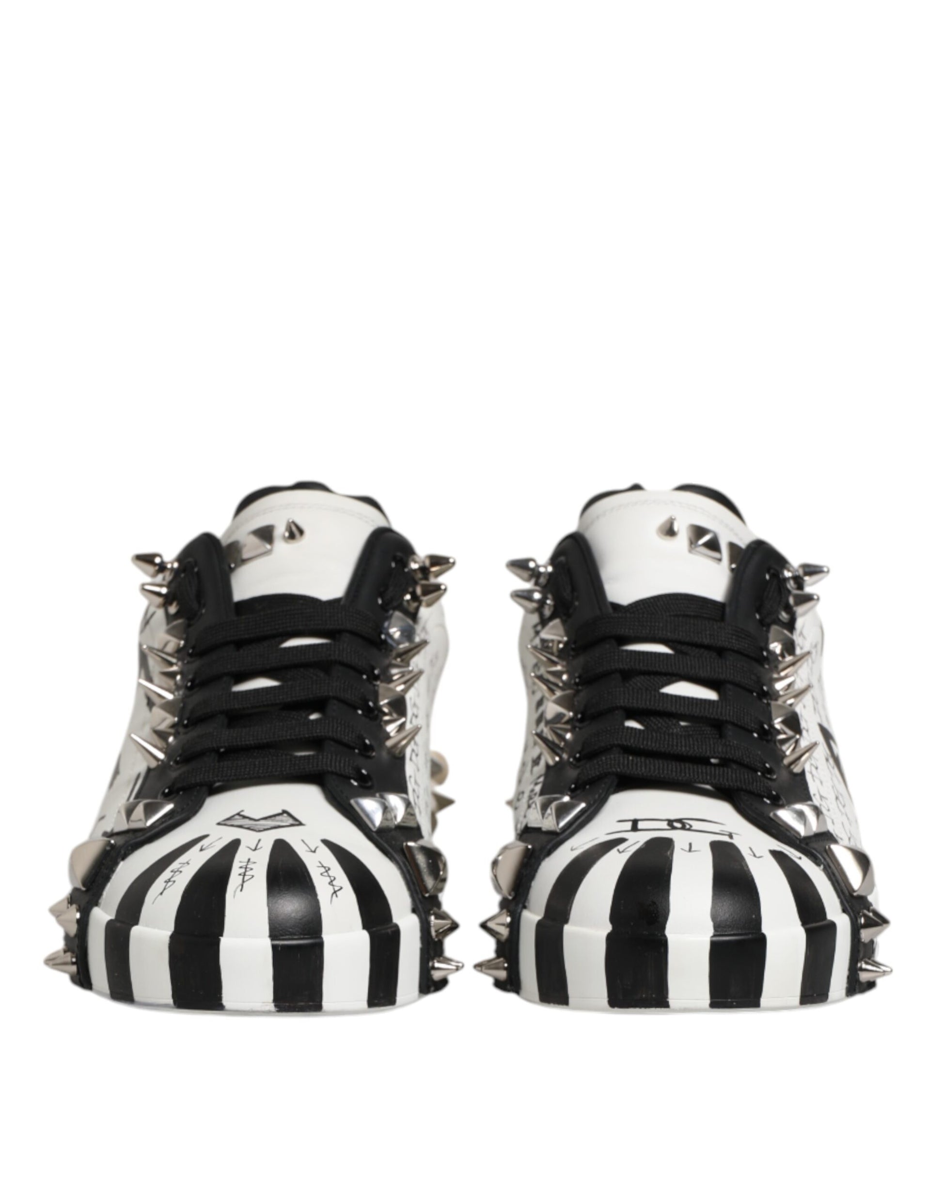 Black White Studded Low Top Sneakers Shoes