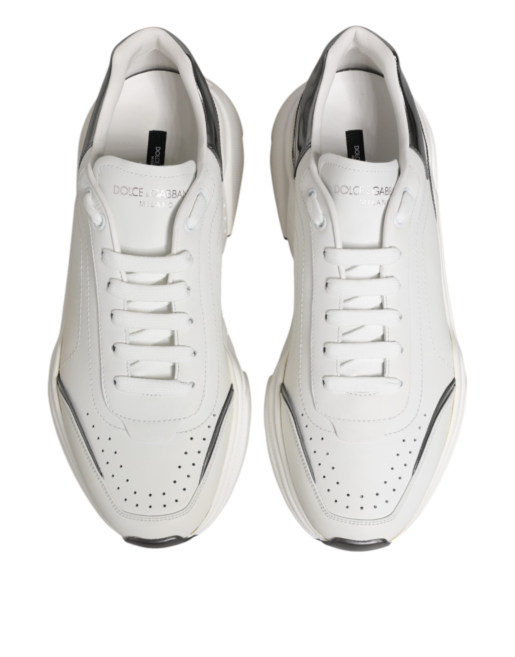 White Silver DAYMASTER Leather Sneakers Shoes
