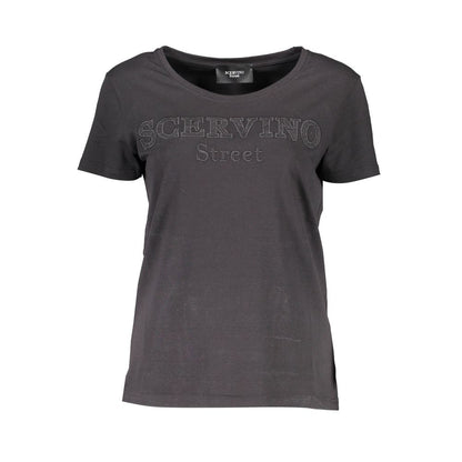 Black Cotton Women T-Shirt