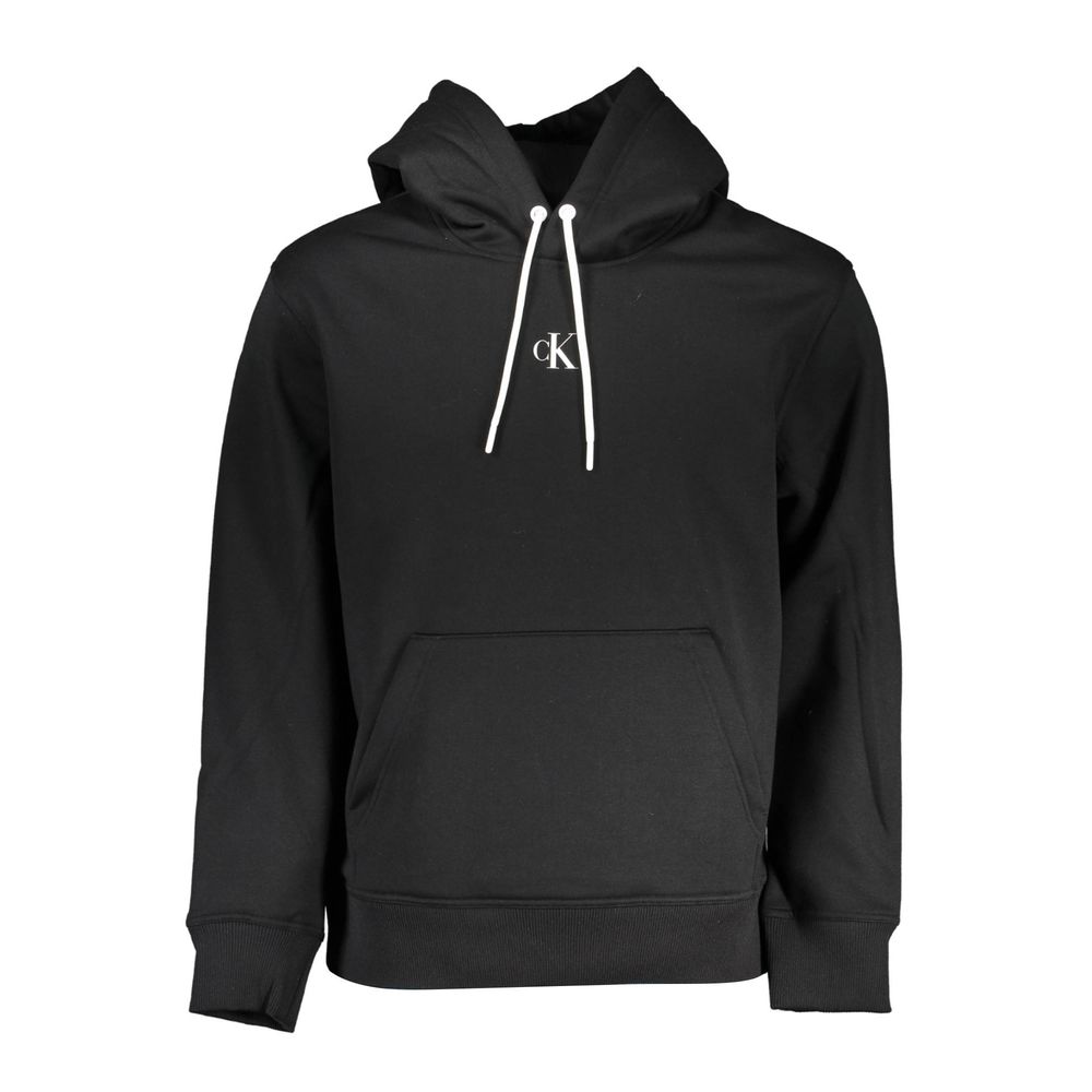 Black Polyester Men Sweater with Hood
