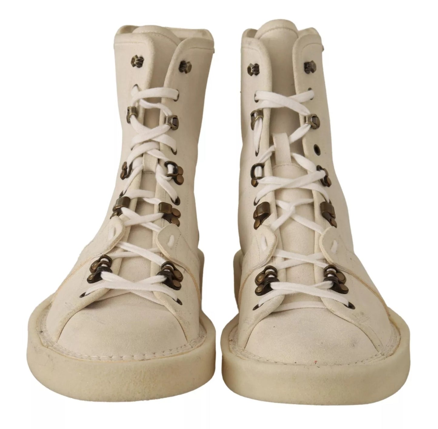 White Leather Lace Up Mens Boots