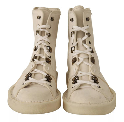 White Leather Lace Up Mens Boots
