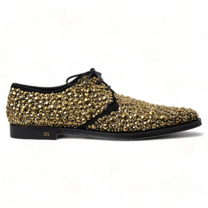 Black Gold Embellished Derby Shoes