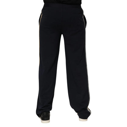 Black Modal Spandex Straight Logo Trouser Pants