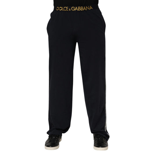 Black Modal Spandex Straight Logo Trouser Pants