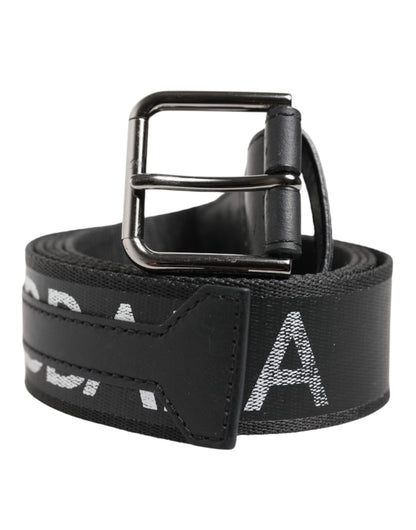 Black Polyester Leather Metal Buckle Belt
