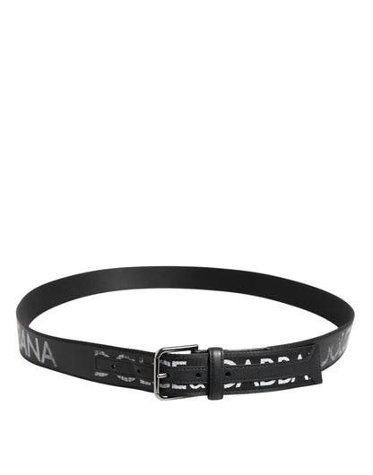 Black Polyester Leather Metal Buckle Belt
