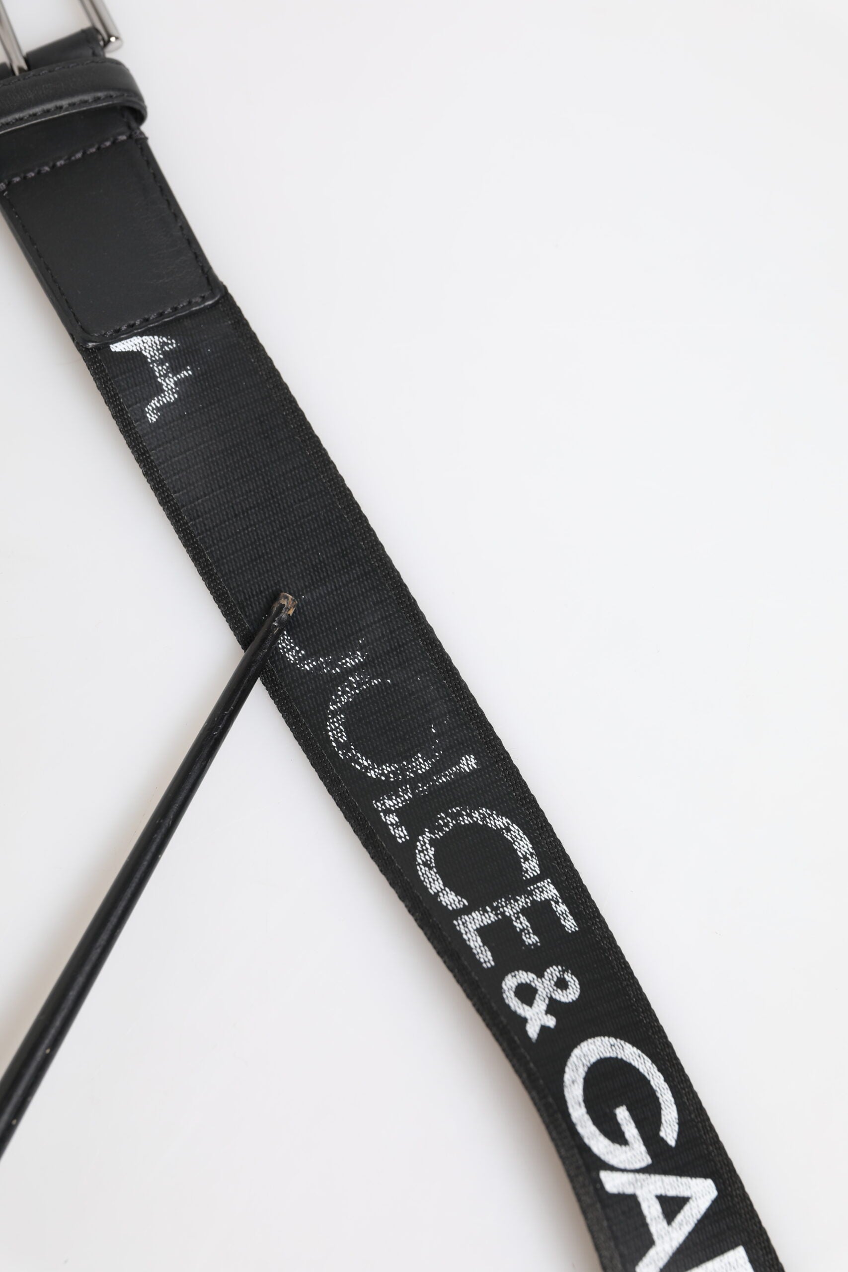 Black Polyester Leather Metal Buckle Belt