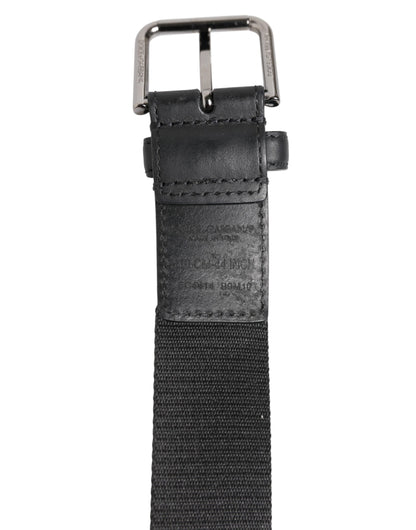 Black Polyester Leather Metal Buckle Belt