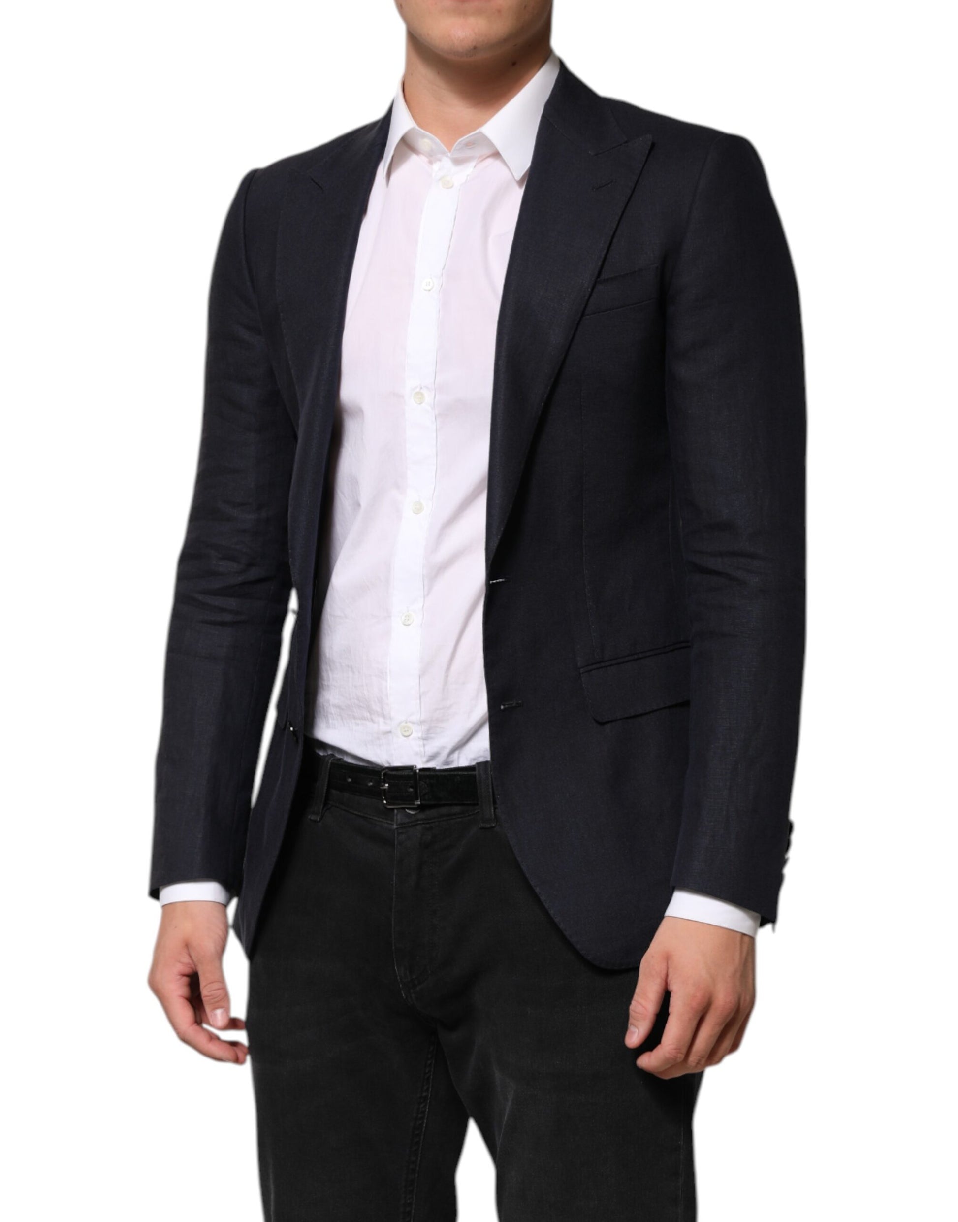 Dark Blue Single Breasted Men Suit Blazer