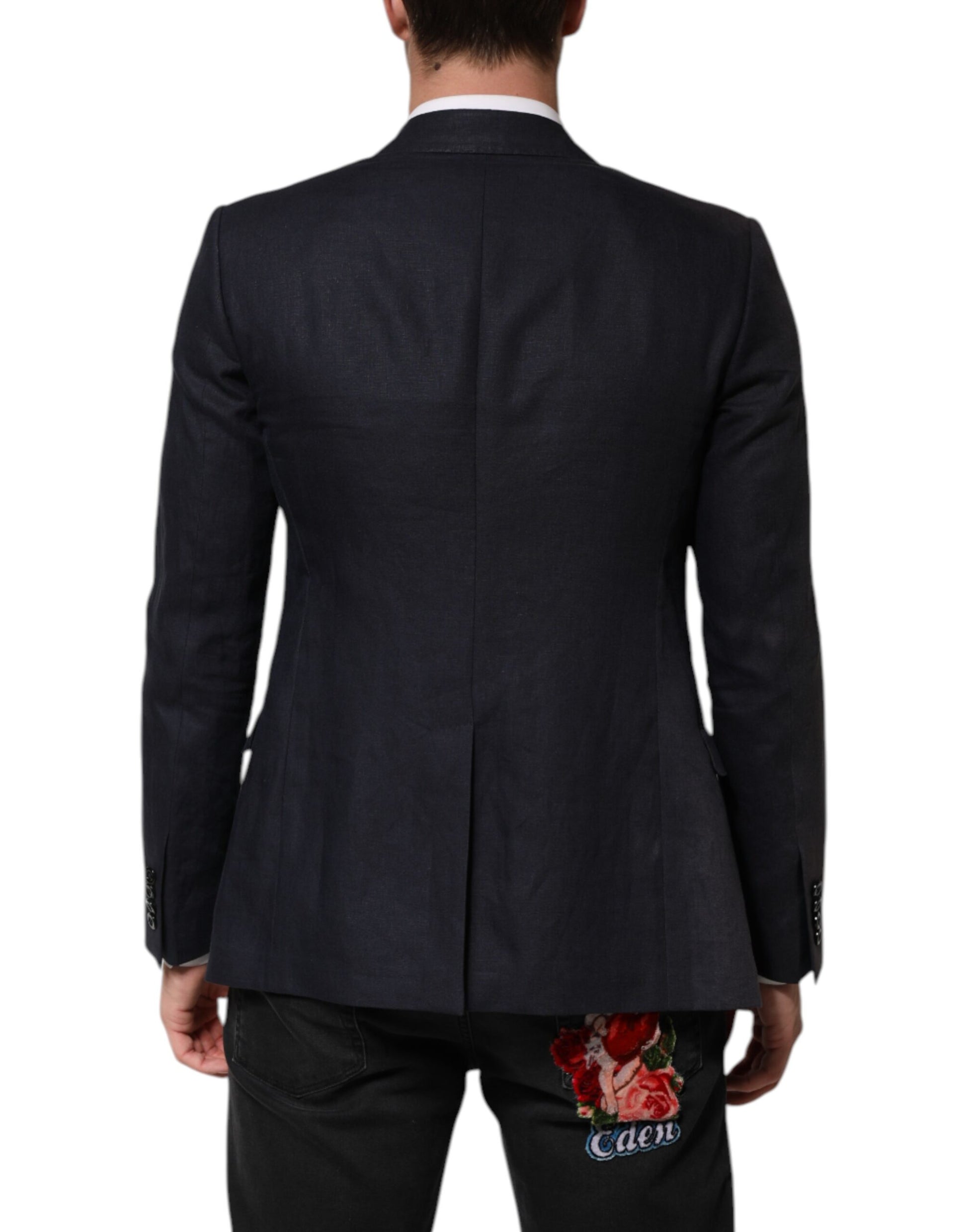 Dark Blue Single Breasted Men Suit Blazer