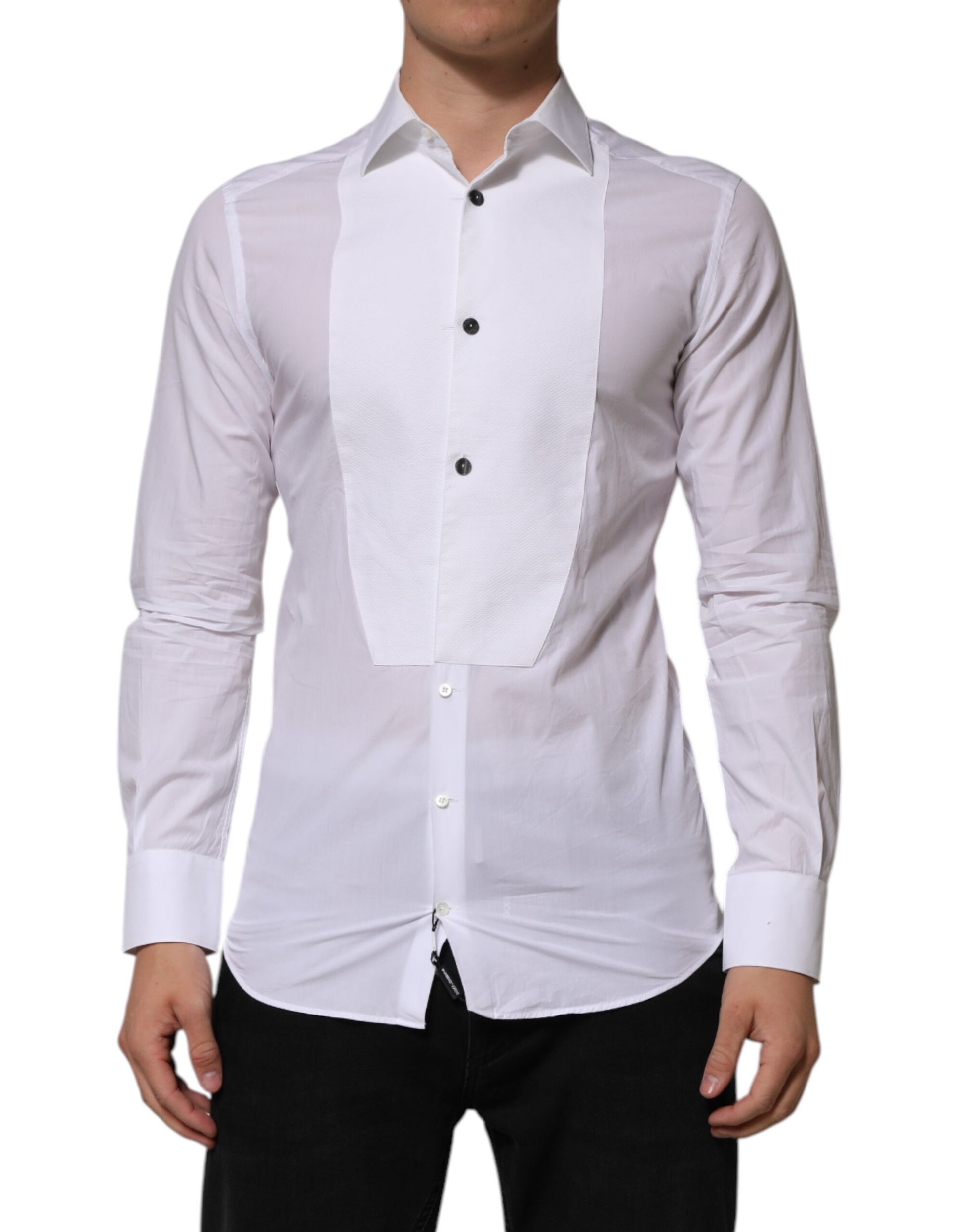 White Bib Cotton Poplin GOLD Men Formal Shirt