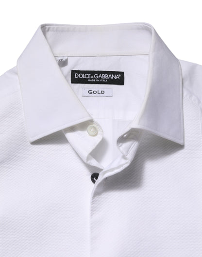 White Bib Cotton Poplin GOLD Men Formal Shirt