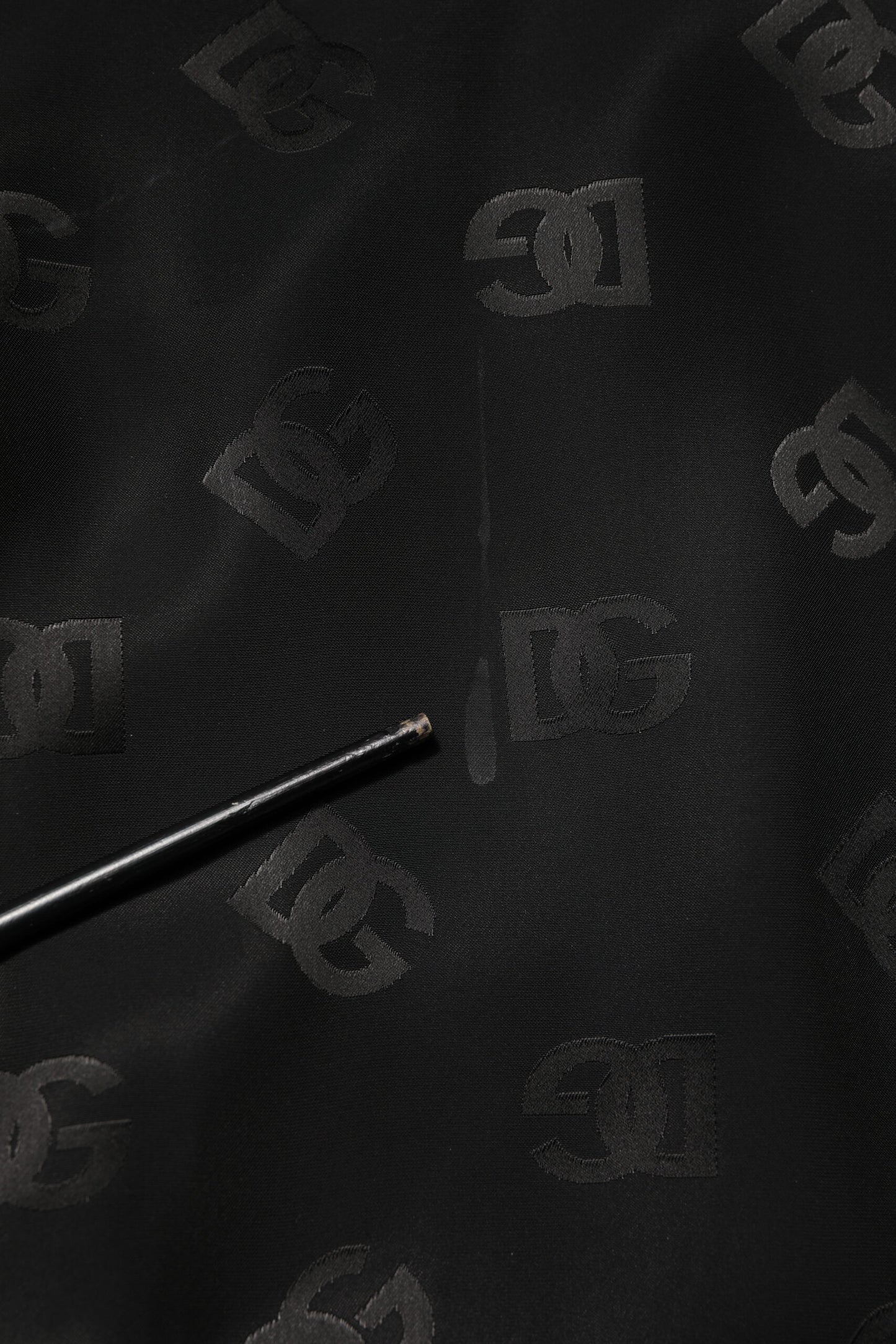 Black Polyester Logo Monogram Coat Jacket