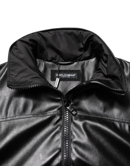 Black Polyester Logo Plaque Bomber Jacket