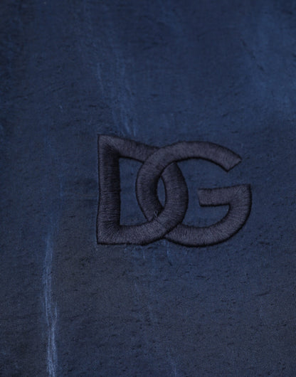 Blue Nylon DG Embroidery Men Bomber Jacket