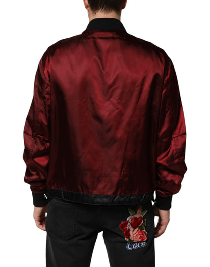 Maroon Nylon DG Crown Embroidery Jacket