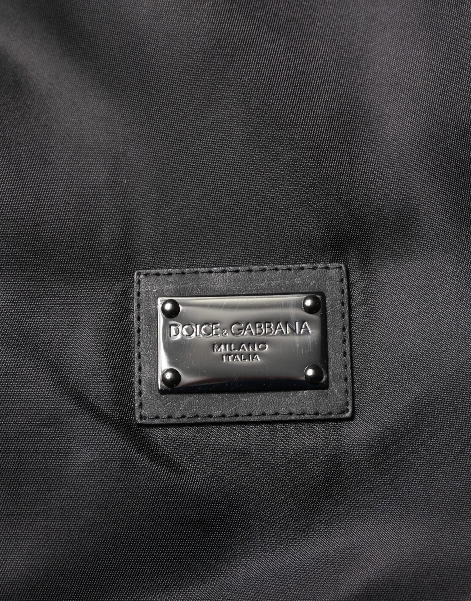Black Polyester Logo Plaque Bomber Jacket