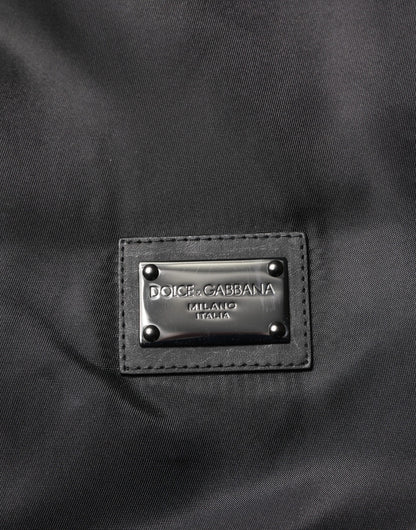 Black Polyester Logo Plaque Bomber Jacket