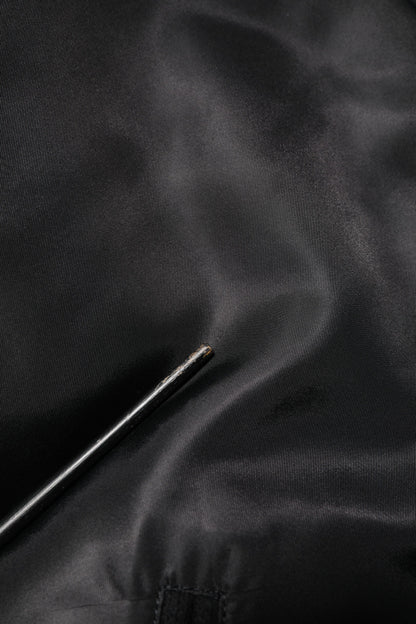 Black Polyester Logo Plaque Bomber Jacket