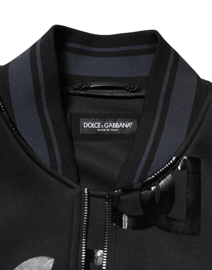 Black Wool Logo DG Mania Men Bomber Jacket