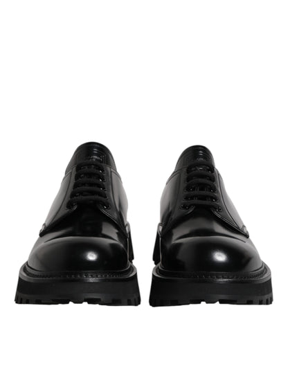 Black Leather Lace Up Trekking Dress Shoes