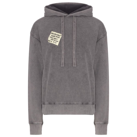 Gray Cotton Men Hoodie
