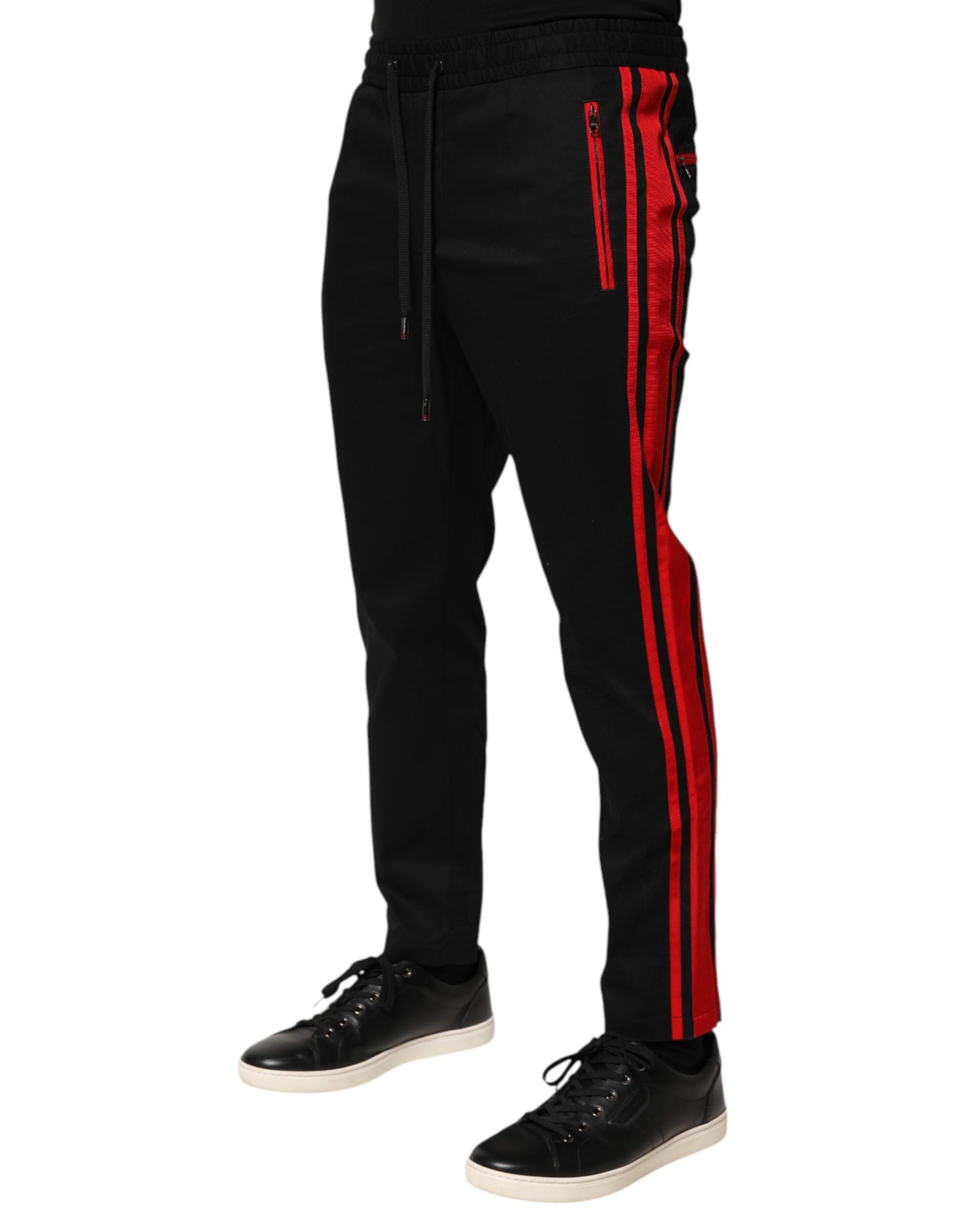 Red Stripe Cotton Logo Jogger Sweatpants Pants