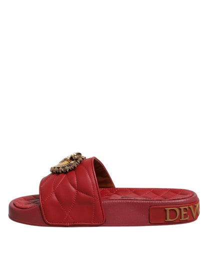 Red Devotion Matelassé Leather Slides Shoes
