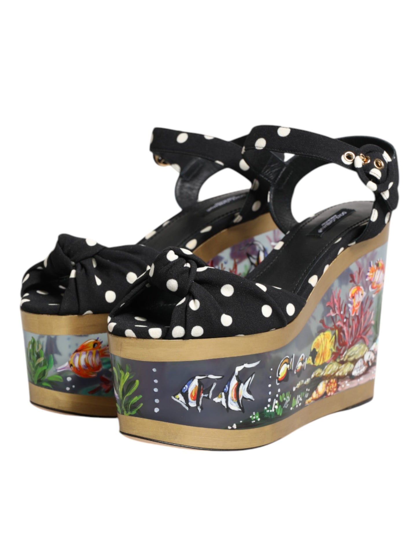 Multicolor Fish Polka Dot Wedge Sandals Shoes