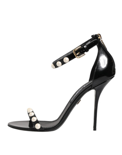 Black KEIRA Pearl Embellished Sandals Shoes