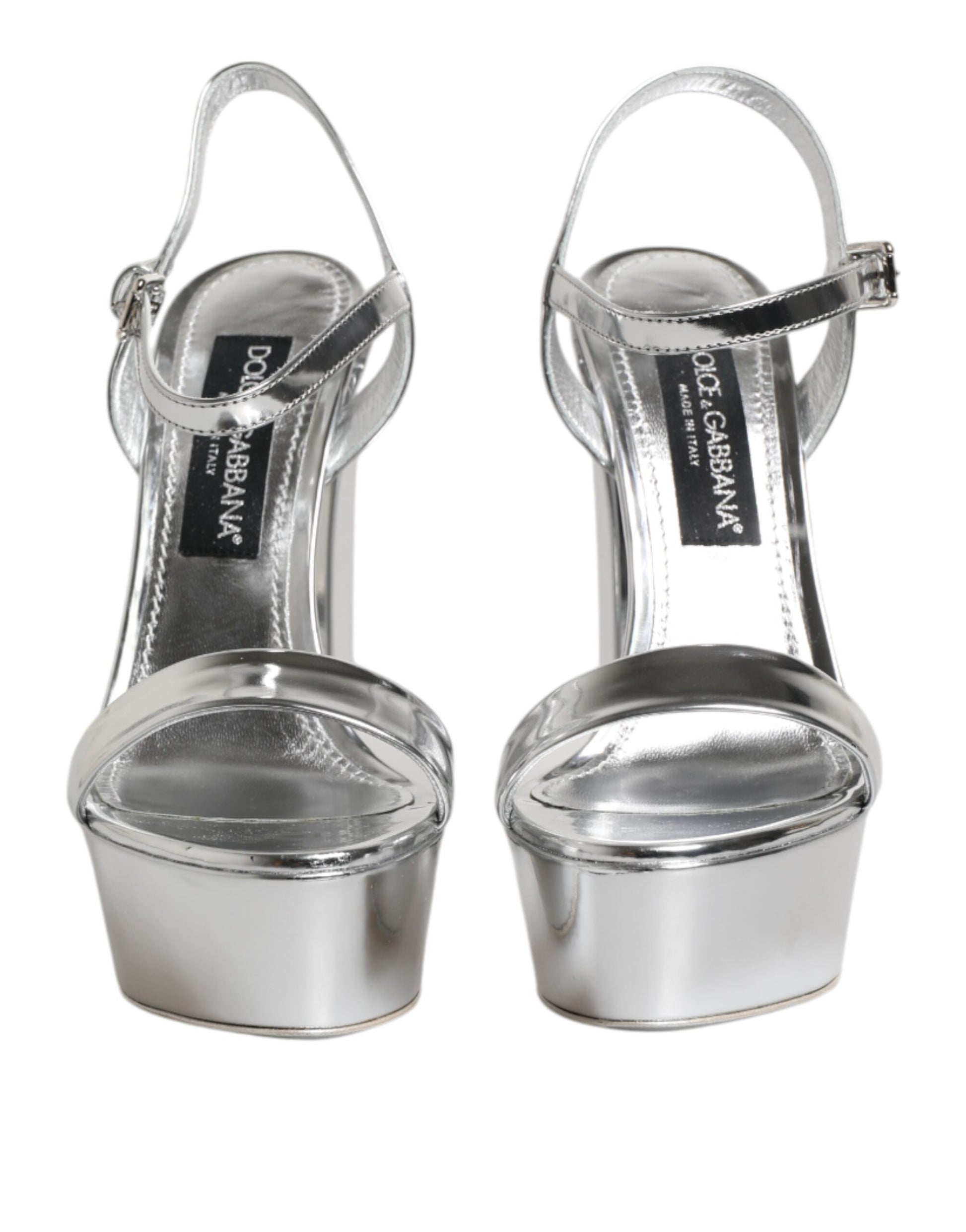 Silver Leather Platform Keira Sandals Shoes