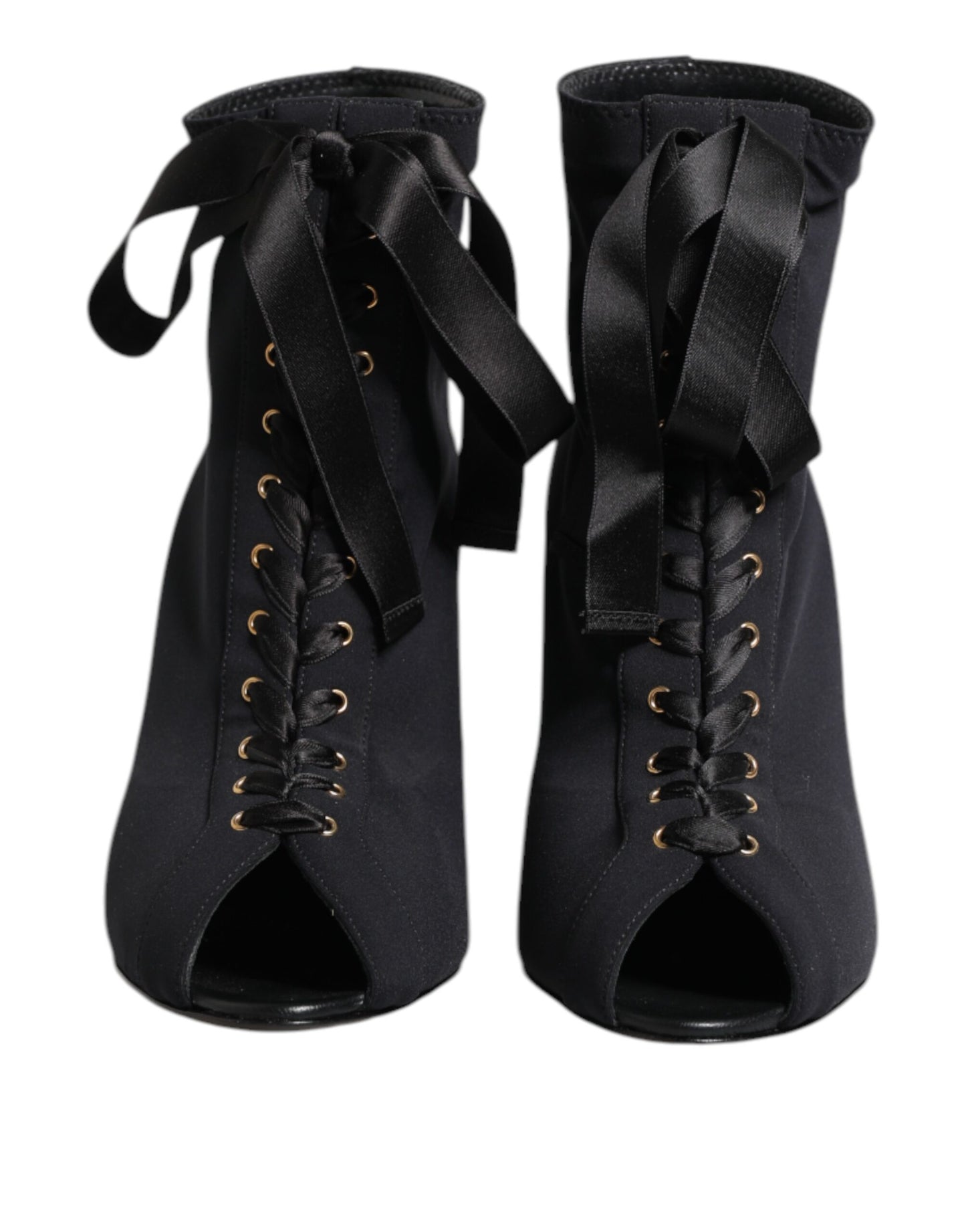 Black Stiletto Heels Lace Up Boots Shoes