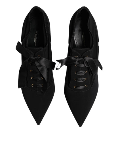 Black Lace Up Stiletto Heels Pumps Shoes