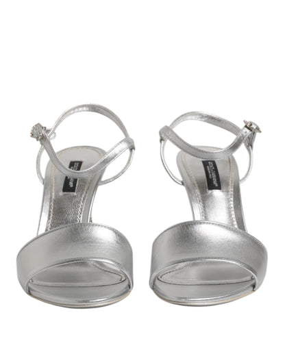 Silver Leather DG Heels Keira Sandals Shoes