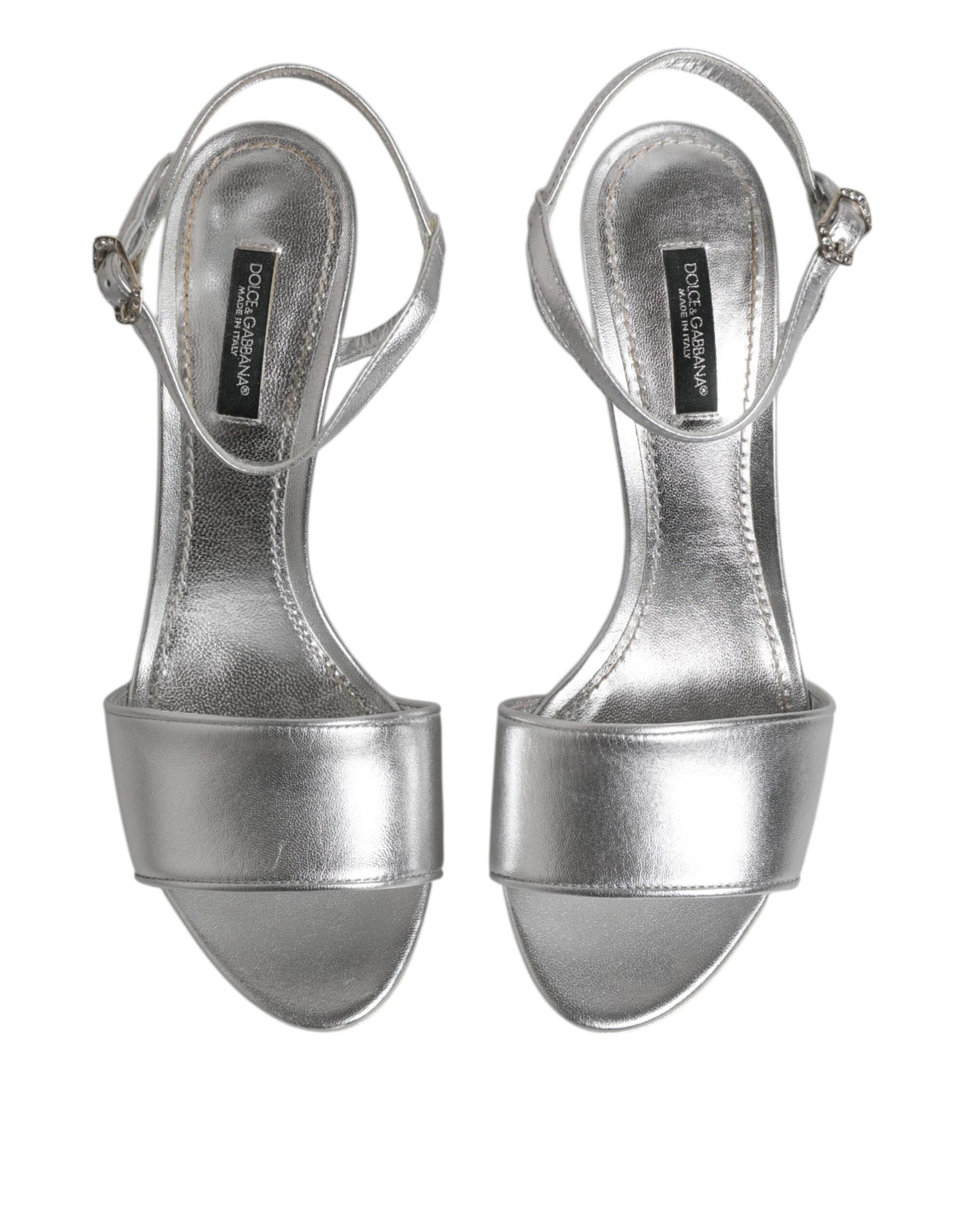 Silver Leather DG Heels Keira Sandals Shoes