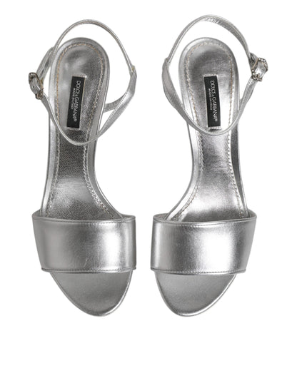 Silver Leather DG Heels Keira Sandals Shoes