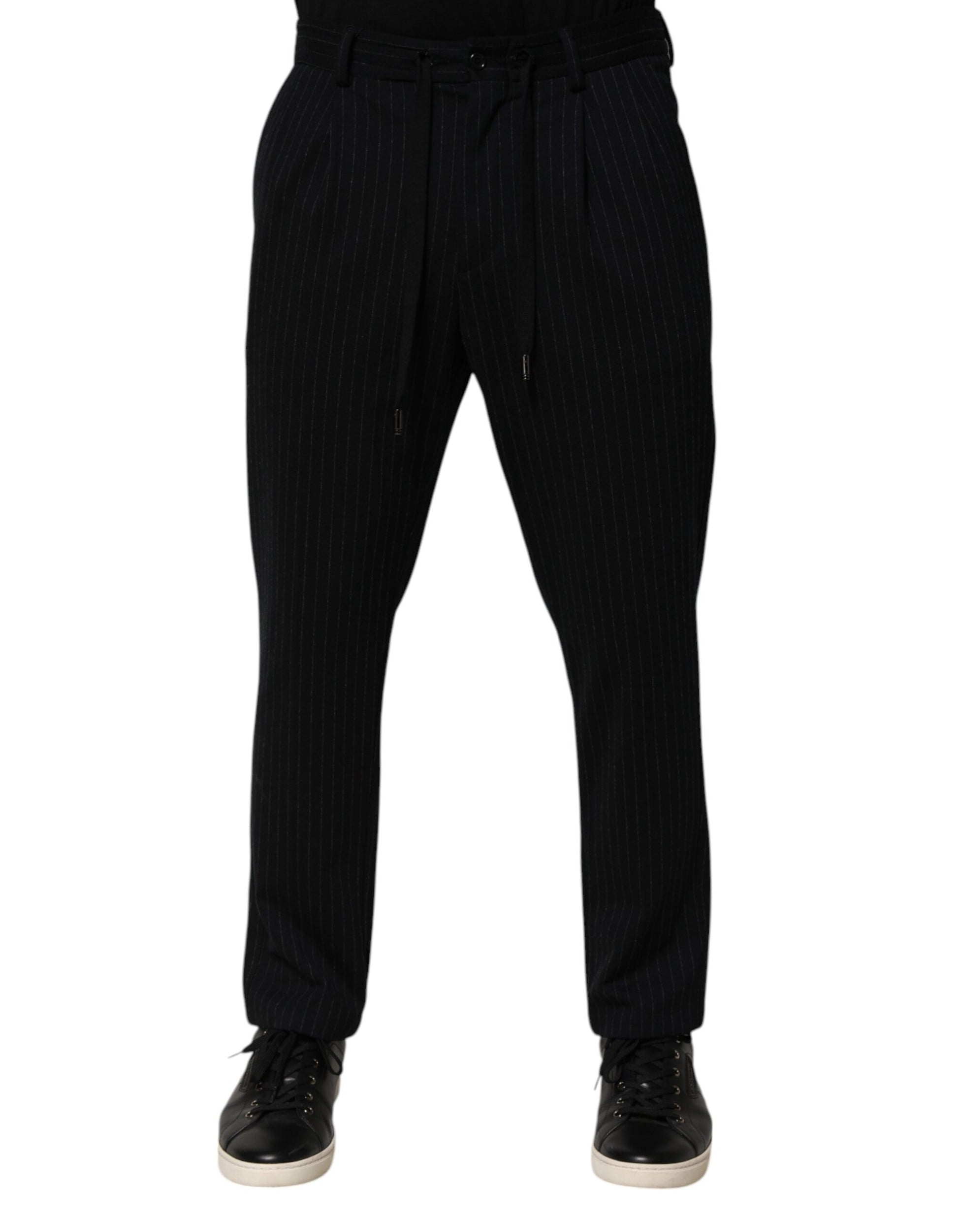 Black Stripes Viscose Skinny Dress Men Pants