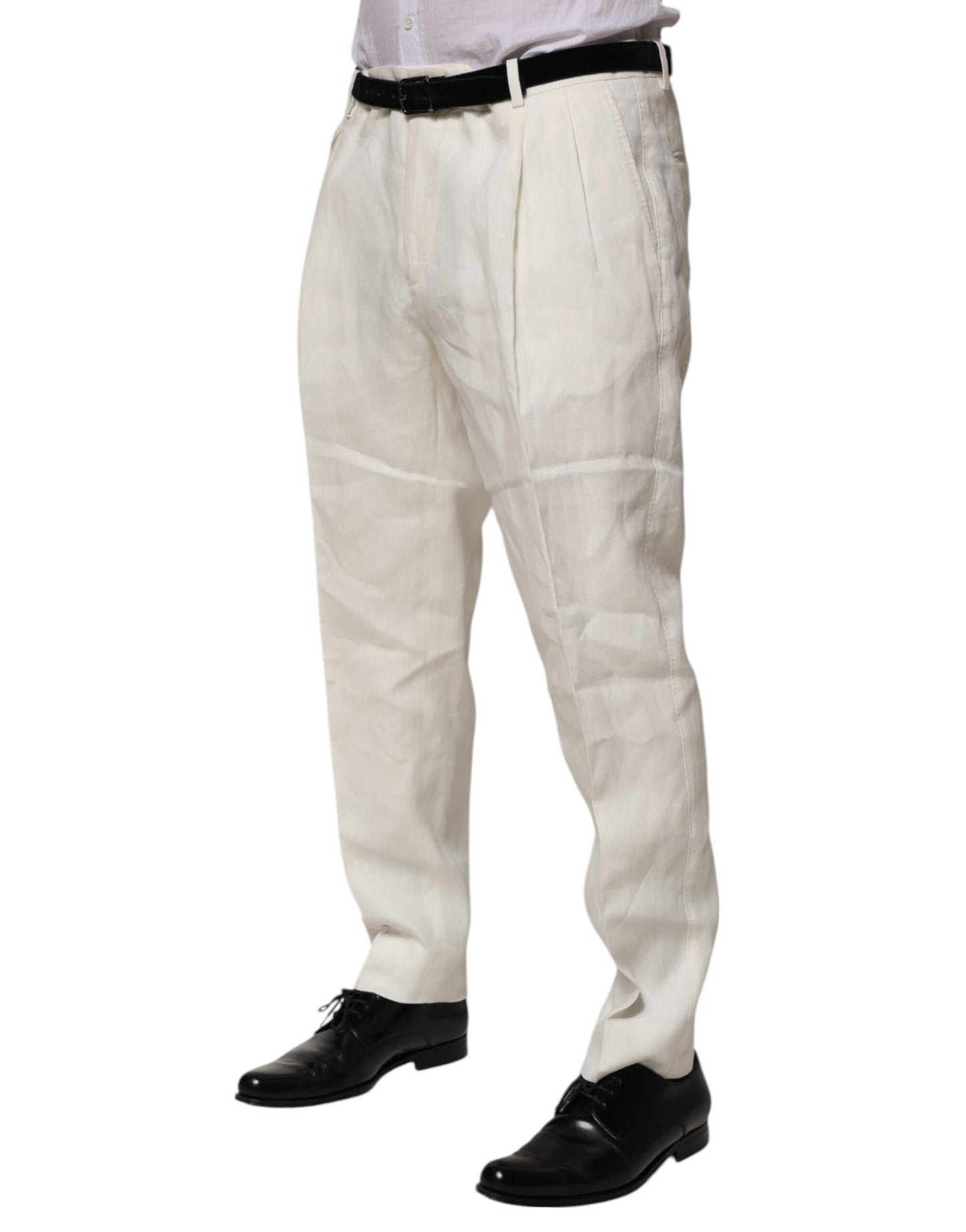 Cream Linen Dress Slim Formal Trouser Pants