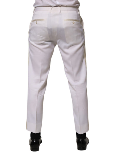 White Polyester Tapered Formal Trouser Pants