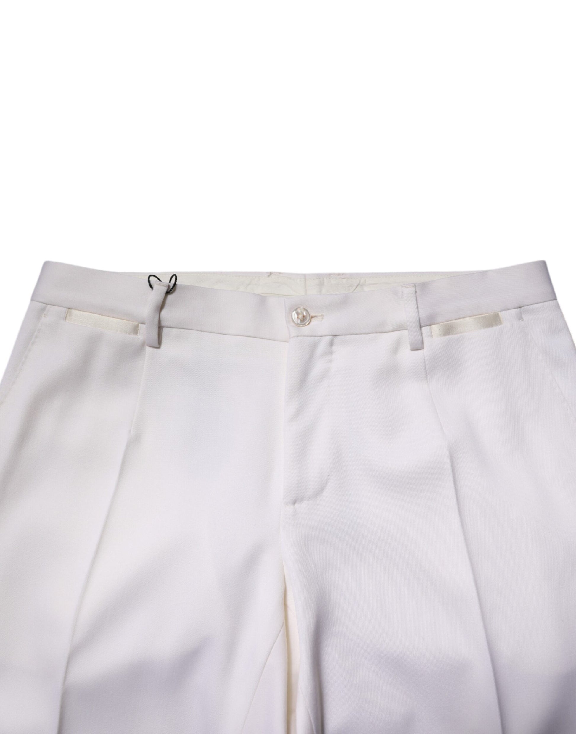 White Polyester Tapered Formal Trouser Pants